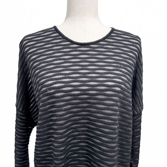 Oska Size 1 US 6 - 8 Women's Black Ribbed Virgin Wool Sweater Pullover Knit - Picture 6 of 10